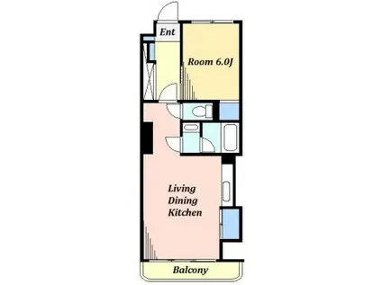 祐天寺フラワーマンション(1LDK/8階)の間取り写真