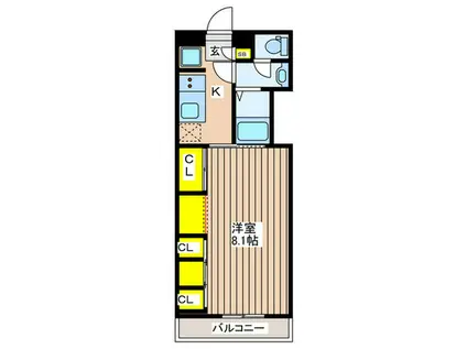 プリメーロ輝(1K/1階)の間取り写真