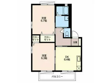 グリーンコート(2DK/2階)の間取り写真