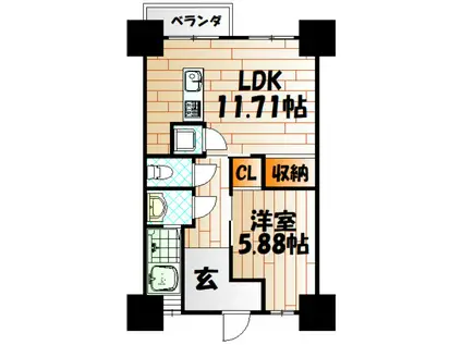 第二尾倉団地(1LDK/3階)の間取り写真