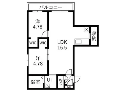 GA-厚別中央3-3MS(2LDK/2階)の間取り写真