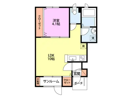 COMODOIII(1LDK/1階)の間取り写真