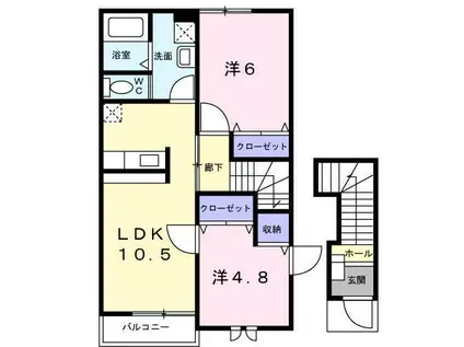 サンシャインスクエア(2LDK/2階)の間取り写真