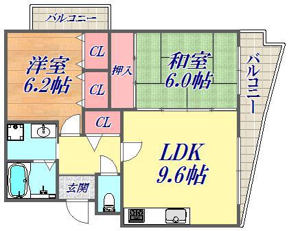 メゾン・ドュウ(2LDK/3階)の間取り写真
