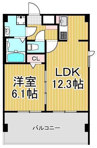 アーバハイツ六町環七北通(1LDK/5階)の間取り写真