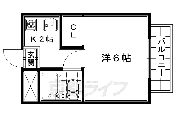 カルチェヴィラ吉勇(1K/2階)の間取り写真