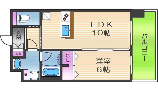DIMUS福島(1LDK/2階)の間取り写真