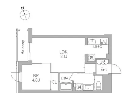 GRANDUO用賀7(1LDK/2階)の間取り写真