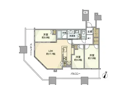 サウスゲートタワー川口(3LDK/3階)の間取り写真