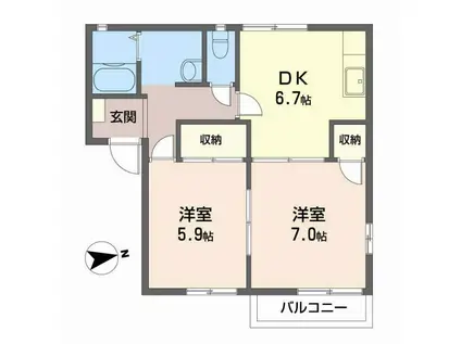 NKコーポ(2DK/1階)の間取り写真