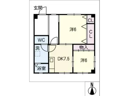名和文ビル(2DK/2階)の間取り写真