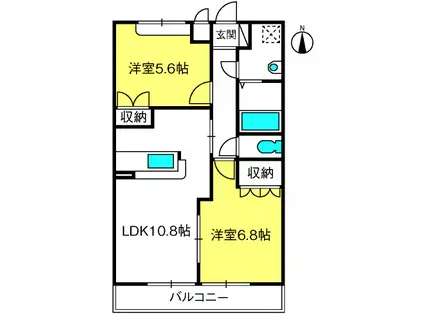 バルザック(2LDK/2階)の間取り写真