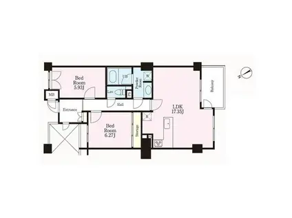 カスタネア栗平1・2・3番館(2LDK/5階)の間取り写真