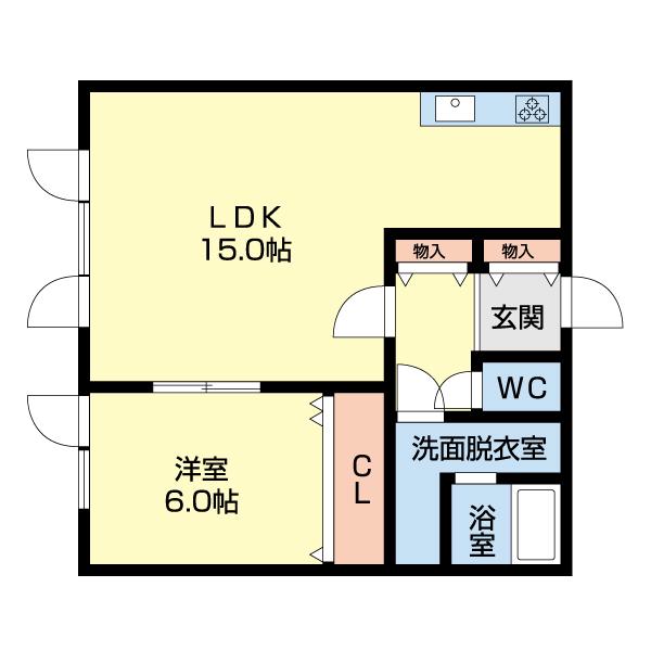 セジュール弐番館(1LDK/2階)の間取り写真