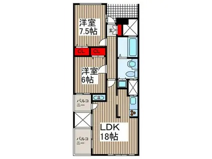 パームガーデン(2LDK/1階)の間取り写真