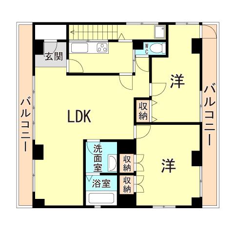 グランドガーデン(2LDK/3階)の間取り写真