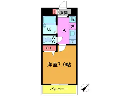 ザ・レジデンス行徳II(1K/3階)の間取り写真