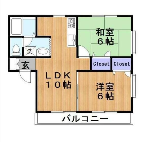 メゾンアバンダント(2LDK/2階)の間取り写真