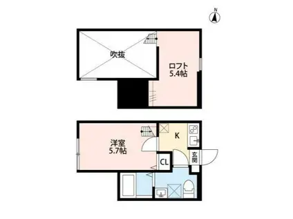 STORIA(1K/2階)の間取り写真