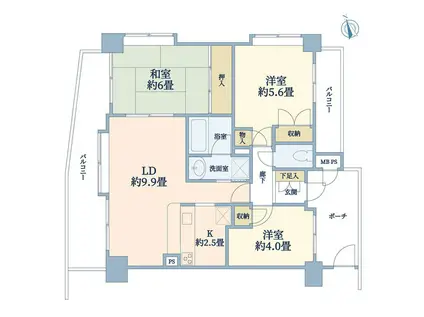 ナイスアーバン泉中央(3LDK/6階)の間取り写真