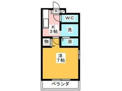 ハイツ草薙(1K/3階)の間取り写真