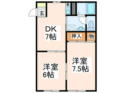 コーポKASAYA(2DK/1階)の間取り写真