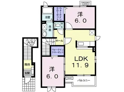 レセンテ・E壱番館(2LDK/2階)の間取り写真