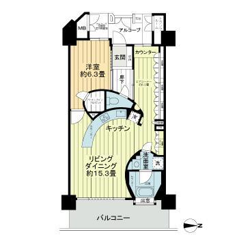 ライオンズタワー仙台広瀬(1LDK/18階)の間取り写真