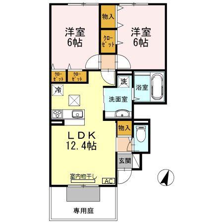 すずらんハイツ(2LDK/1階)の間取り写真