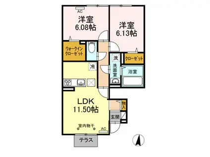 トロワーズ湘南XII(2LDK/1階)の間取り写真