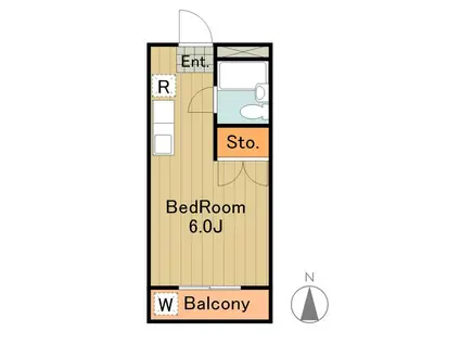 サニーサイド(1K/2階)の間取り写真
