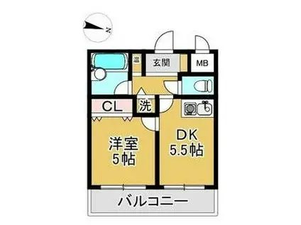 フルール妙法寺(1DK/2階)の間取り写真