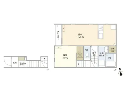 リーブルファイン三郷高州 2号棟(1LDK/2階)の間取り写真