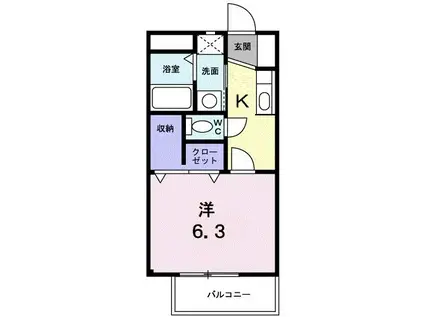 グランベールMAKOTO(1K/1階)の間取り写真