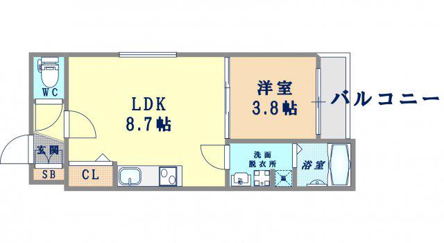 F ASECIA KASTALIA (1LDK/1階)の間取り写真