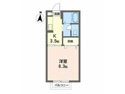 サンクレストT(1K/2階)の間取り写真