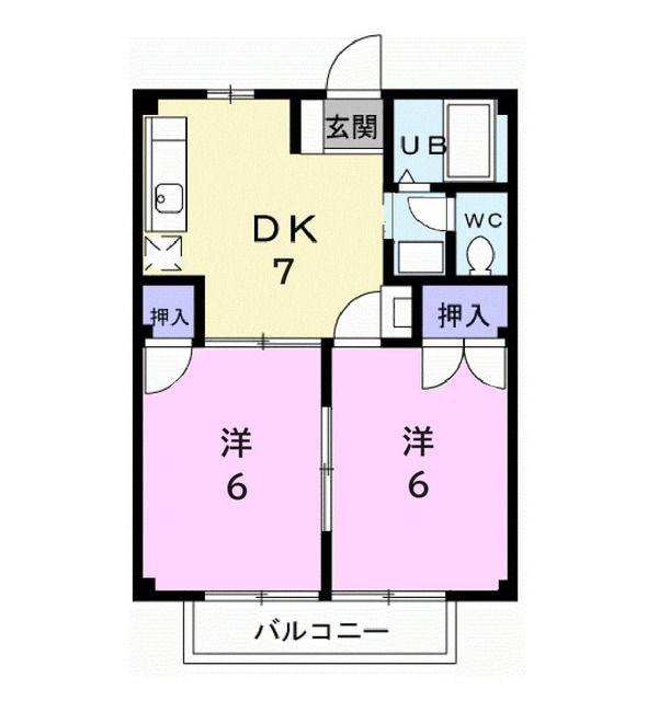 朝日コーポII(2DK/2階)の間取り写真