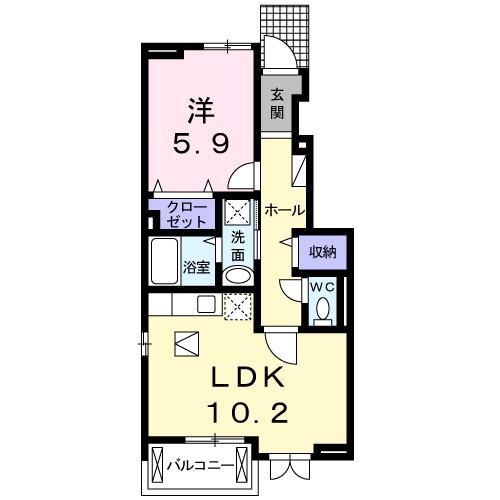 ヴィラクロエIII(1LDK/1階)の間取り写真