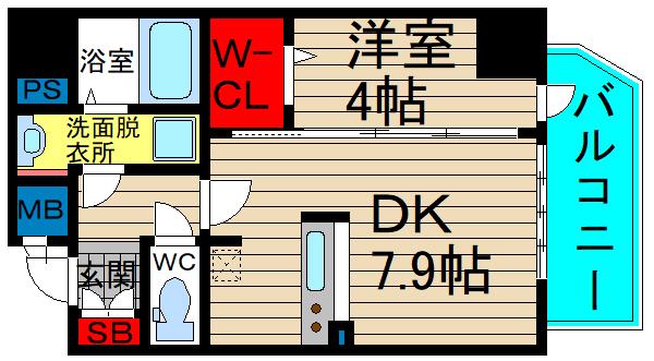 レオンコンフォート堀江公園(1DK/14階)の間取り写真