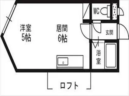 シャトー中の島(1DK/4階)の間取り写真