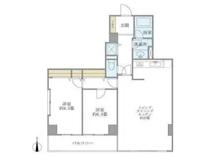 ノースウエストヒル(2LDK/9階)の間取り写真
