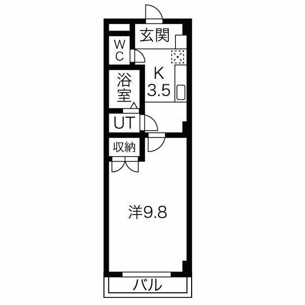 ポレール梅林(1K/4階)の間取り写真