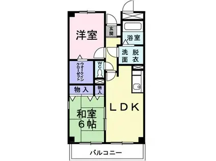 パルシャス東(2LDK/3階)の間取り写真