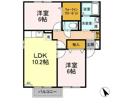 アルス明石台 AH(2LDK/2階)の間取り写真