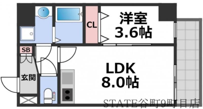 クローバー・レジデンス玉造(1LDK/11階)の間取り写真