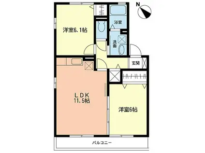 サンパルク片倉(2LDK/1階)の間取り写真