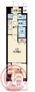 スプランディッド堀江(1DK/13階)の間取り写真
