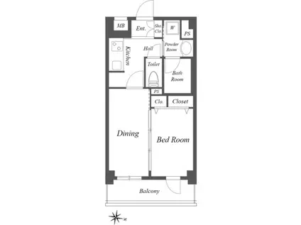 グリーンフィールド小竹向原(1DK/4階)の間取り写真