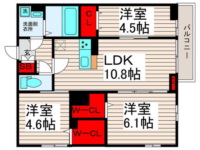 グランドゥール ソレイユ(3LDK/2階)の間取り写真