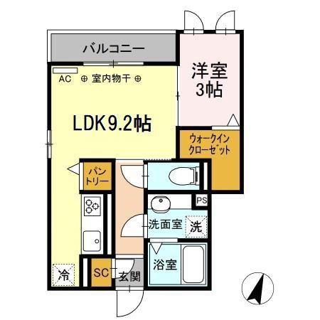 TIGER LILY(1LDK/2階)の間取り写真